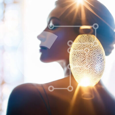 Intra Συλλεκτικό Ξύλινο Παζλ Plywood  4mm - Γυναίκα με λάμπα σε σχήμα αυγού Σε Ξύλινο Κουτί - Διαστάσεις: 10x10 cm – 25 κομμάτια - Image 1