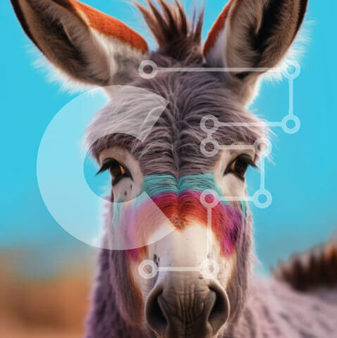 Intra Συλλεκτικό Ξύλινο Παζλ Plywood  4mm - Πολύχρωμο ζωγραφισμένο γάιδαρο με περίεργη έκφραση Σε Ξύλινο Κουτί - Διαστάσεις: 10x10 cm – 25 κομμάτια - Image 1