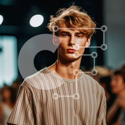 Intra Συλλεκτικό Ξύλινο Παζλ Plywood  4mm - Κομψό Runway look: Ριγέ πουκάμισο και τζιν Σε Ξύλινο Κουτί - Διαστάσεις: 10x10 cm – 25 κομμάτια - Image 1