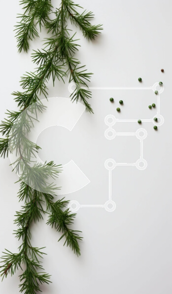 Intra Συλλεκτικό Ξύλινο Παζλ Plywood  4mm - Κλαδί πεύκου με πράσινες βελόνες σε λευκό φόντο Σε Ξύλινο Κουτί - Διαστάσεις: 10x10 cm – 25 κομμάτια