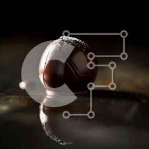 Intra Συλλεκτικό Ξύλινο Παζλ Plywood  4mm - Μπάλα μαύρης σοκολάτας σε γυάλινο τραπέζι Σε Ξύλινο Κουτί - Διαστάσεις: 10x10 cm – 25 κομμάτια