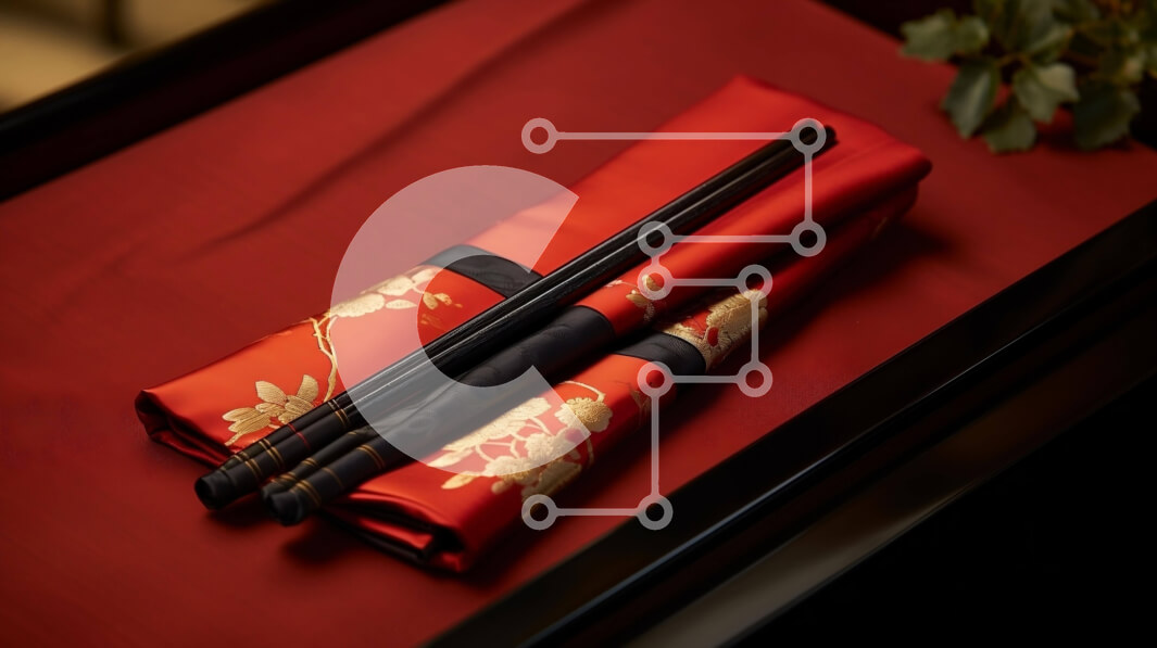 Intra Συλλεκτικό Ξύλινο Παζλ Plywood  4mm - Κόκκινα ξυλάκια σε ύφασμα ανατολίτικης έμπνευσης Σε Ξύλινο Κουτί - Διαστάσεις: 10x10 cm – 25 κομμάτια