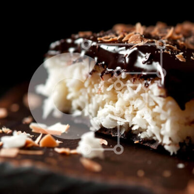 Intra Συλλεκτικό Ξύλινο Παζλ Plywood  4mm - Σοκολατένιο κέικ καρύδας σε ξύλινη σανίδα Σε Ξύλινο Κουτί - Διαστάσεις: 10x10 cm – 25 κομμάτια - Image 1