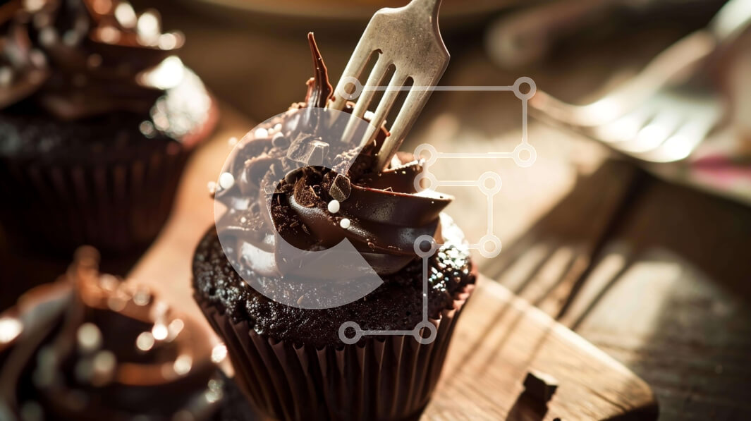 Intra Συλλεκτικό Ξύλινο Παζλ Plywood  4mm - Cupcakes σοκολάτας με πιρούνια Σε Ξύλινο Κουτί - Διαστάσεις: 10x10 cm – 25 κομμάτια