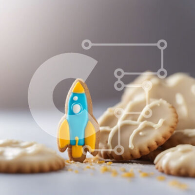 Intra Συλλεκτικό Ξύλινο Παζλ Plywood  4mm - Διαστημόπλοιο Cookie σε τραπέζι με άλλα cookies Σε Ξύλινο Κουτί - Διαστάσεις: 10x10 cm – 25 κομμάτια - Image 1