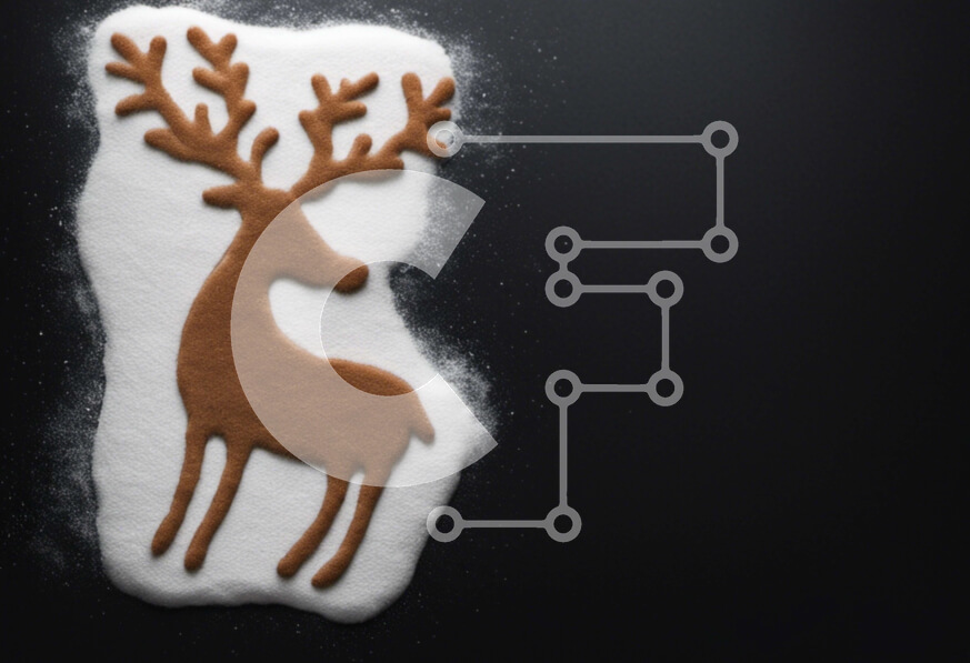 Intra Συλλεκτικό Ξύλινο Παζλ Plywood  4mm - Μπισκότο ζάχαρης σε σχήμα τάρανδου σε μαύρο φόντο Σε Ξύλινο Κουτί - Διαστάσεις: 10x10 cm – 25 κομμάτια