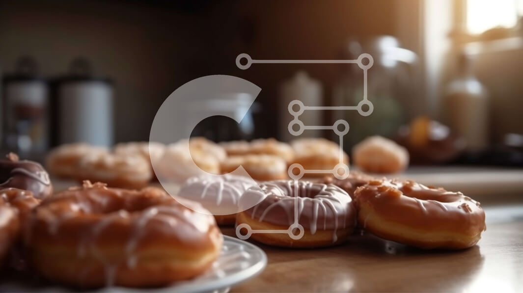 Intra Συλλεκτικό Ξύλινο Παζλ Plywood  4mm - Νόστιμα γλασαρισμένα ντόνατς σε ρουστίκ ξύλινο τραπέζι Σε Ξύλινο Κουτί - Διαστάσεις: 10x10 cm – 25 κομμάτια