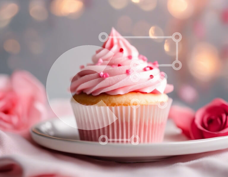 Intra Συλλεκτικό Ξύλινο Παζλ Plywood  4mm - Λαχταριστό cupcake με ροζ πάγωμα και τριαντάφυλλα Σε Ξύλινο Κουτί - Διαστάσεις: 10x10 cm – 25 κομμάτια