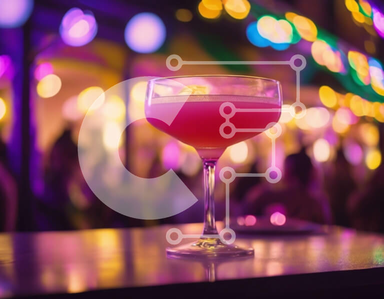 Intra Συλλεκτικό Ξύλινο Παζλ Plywood  4mm - Ποτήρι κοκτέιλ με ροζ υγρό στο τραπέζι Σε Ξύλινο Κουτί - Διαστάσεις: 10x10 cm – 25 κομμάτια