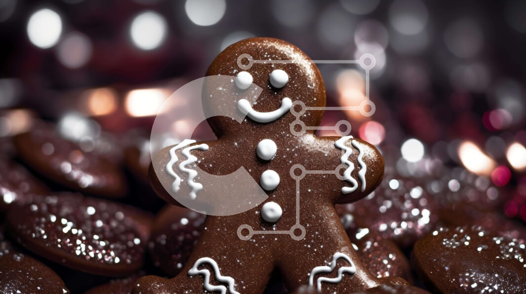 Intra Συλλεκτικό Ξύλινο Παζλ Plywood  4mm - Σοκολάτα μελόψωμο άνθρωπος σε φόντο μπισκότων Σε Ξύλινο Κουτί - Διαστάσεις: 10x10 cm – 25 κομμάτια