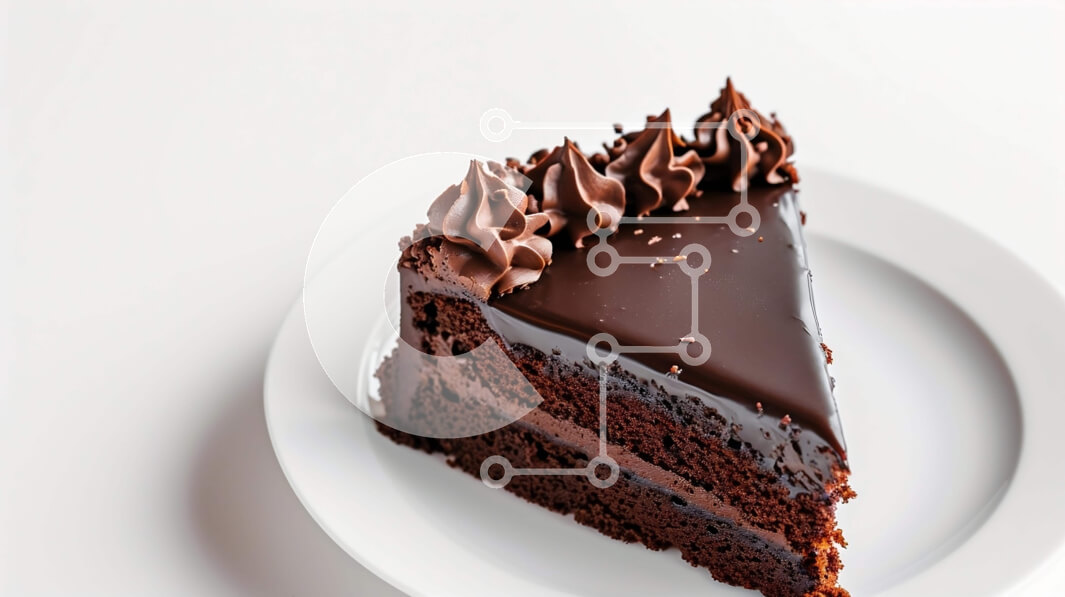 Intra Συλλεκτικό Ξύλινο Παζλ Plywood  4mm - Φέτα κέικ σοκολάτας σε λευκό πιάτο Σε Ξύλινο Κουτί - Διαστάσεις: 10x10 cm – 25 κομμάτια