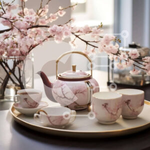 Intra Συλλεκτικό Ξύλινο Παζλ Plywood  4mm - Σετ τσαγιού με ροζ άνθη Σε Ξύλινο Κουτί - Διαστάσεις: 10x10 cm – 25 κομμάτια