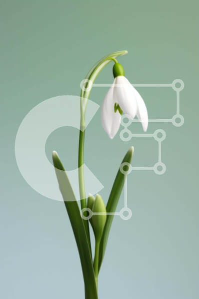 Intra Συλλεκτικό Ξύλινο Παζλ Plywood  4mm - Μονό λευκό λουλούδι χιονοστιβάδας σε πράσινο φόντο Σε Ξύλινο Κουτί - Διαστάσεις: 10x10 cm – 25 κομμάτια