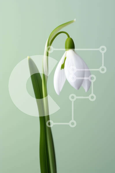 Intra Συλλεκτικό Ξύλινο Παζλ Plywood  4mm - Μονό λευκό λουλούδι χιονοστιβάδας με πράσινα φύλλα Σε Ξύλινο Κουτί - Διαστάσεις: 10x10 cm – 25 κομμάτια