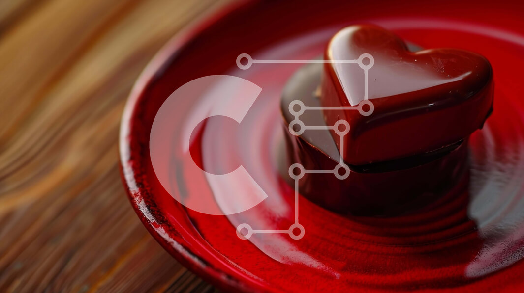 Intra Συλλεκτικό Ξύλινο Παζλ Plywood  4mm - Σοκολάτα σε σχήμα καρδιάς σε κόκκινο πιάτο Σε Ξύλινο Κουτί - Διαστάσεις: 10x10 cm – 25 κομμάτια