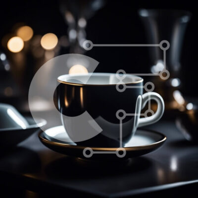 Intra Συλλεκτικό Ξύλινο Παζλ Plywood  4mm - Κομψό φλιτζάνι και πιατάκι καφέ με φωτισμό περιβάλλοντος Σε Ξύλινο Κουτί - Διαστάσεις: 10x10 cm – 25 κομμάτια - Image 1