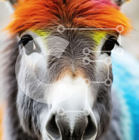 Intra Συλλεκτικό Ξύλινο Παζλ Plywood  4mm - Πολύχρωμο γάιδαρος με μια περίεργη έκφραση Σε Ξύλινο Κουτί - Διαστάσεις: 10x10 cm – 25 κομμάτια - Image 1