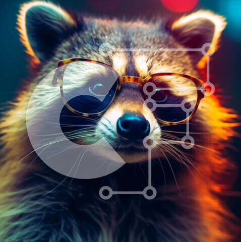 Intra Συλλεκτικό Ξύλινο Παζλ Plywood  4mm - Χαριτωμένα γυαλιά ρακούν - παιχνιδιάρικη και περίεργη έκφραση Σε Ξύλινο Κουτί - Διαστάσεις: 10x10 cm – 25 κομμάτια - Image 1