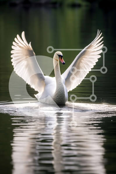 Intra Συλλεκτικό Ξύλινο Παζλ Plywood  4mm - Εκπληκτική εικόνα Λευκού Κύκνου που ανοίγει τα φτερά του στο νερό Σε Ξύλινο Κουτί - Διαστάσεις: 10x10 cm – 25 κομμάτια