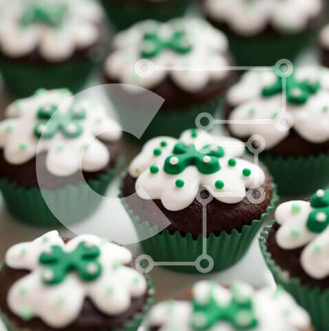 Intra Συλλεκτικό Ξύλινο Παζλ Plywood 4mm - Ποικιλία Cupcakes με Πράσινο και Λευκό γλάσο Σε Ξύλινο Κουτί - Διαστάσεις: 10x10 cm – 25 κομμάτια - Image 1