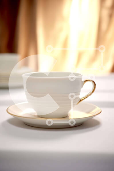 Intra Συλλεκτικό Ξύλινο Παζλ Plywood  4mm - Λευκό τραπέζι με χρυσό φλιτζάνι καφέ Σε Ξύλινο Κουτί - Διαστάσεις: 10x10 cm – 25 κομμάτια