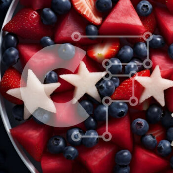 Intra Συλλεκτικό Ξύλινο Παζλ Plywood  4mm - Patriotic Fruit Bowl για τον εορτασμό της Ημέρας της Ανεξαρτησίας Σε Ξύλινο Κουτί - Διαστάσεις: 10x10 cm – 25 κομμάτια - Image 1