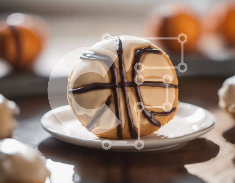 Intra Συλλεκτικό Ξύλινο Παζλ Plywood  4mm - Μπισκότο σε σχήμα μπάσκετ με σοκολάτα και φέτες πορτοκαλιού Σε Ξύλινο Κουτί - Διαστάσεις: 10x10 cm – 25 κομμάτια