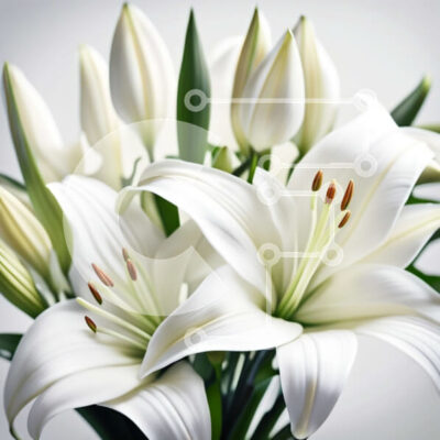 Intra Συλλεκτικό Ξύλινο Παζλ Plywood 4mm - Κομψό μπουκέτο με λευκά κρίνα σε γκρι φόντο Σε Ξύλινο Κουτί - Διαστάσεις: 10x10 cm – 25 κομμάτια - Image 1