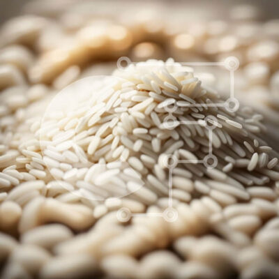 Intra Συλλεκτικό Ξύλινο Παζλ Plywood 4mm - Γκρο πλαν φωτογραφία ενός σωρού από κόκκους λευκού ρυζιού Σε Ξύλινο Κουτί - Διαστάσεις: 10x10 cm – 25 κομμάτια - Image 1