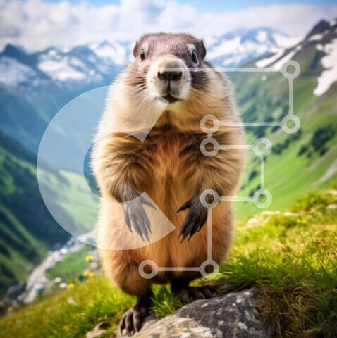 Intra Συλλεκτικό Ξύλινο Παζλ Plywood  4mm - Εκπληκτική εικόνα ενός Groundhog στο φυσικό του περιβάλλον Σε Ξύλινο Κουτί - Διαστάσεις: 10x10 cm – 25 κομμάτια - Image 1