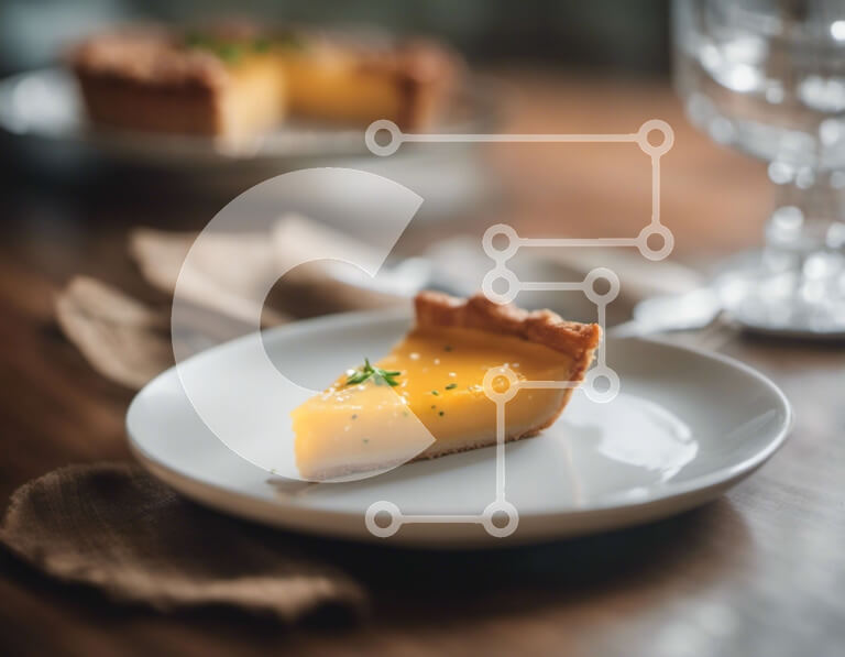 Intra Συλλεκτικό Ξύλινο Παζλ Plywood  4mm - Φέτα λεμονόπιτας σε λευκό πιάτο Σε Ξύλινο Κουτί - Διαστάσεις: 10x10 cm – 25 κομμάτια