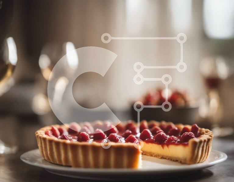 Intra Συλλεκτικό Ξύλινο Παζλ Plywood  4mm - Λαχταριστή βατόπιτα με ποτήρια κρασιού στο τραπέζι Σε Ξύλινο Κουτί - Διαστάσεις: 10x10 cm – 25 κομμάτια