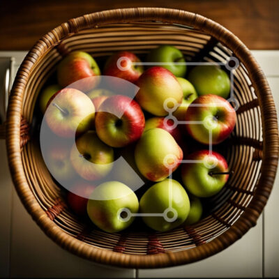 Intra Συλλεκτικό Ξύλινο Παζλ Plywood  4mm - Νόστιμα και φρέσκα κόκκινα και πράσινα μήλα σε ένα υφασμένο καλάθι Σε Ξύλινο Κουτί - Διαστάσεις: 10x10 cm – 25 κομμάτια - Image 1