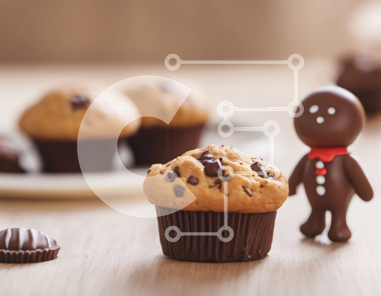 Intra Συλλεκτικό Ξύλινο Παζλ Plywood  4mm - Παιχνίδι Gingerbread Man με Cupcakes και καραμέλες σοκολάτας Σε Ξύλινο Κουτί - Διαστάσεις: 10x10 cm – 25 κομμάτια