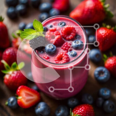 Intra Συλλεκτικό Ξύλινο Παζλ Plywood 4mm - Λαχταριστό ροζ smoothie με φρέσκα φρούτα Σε Ξύλινο Κουτί - Διαστάσεις: 10x10 cm – 25 κομμάτια - Image 1