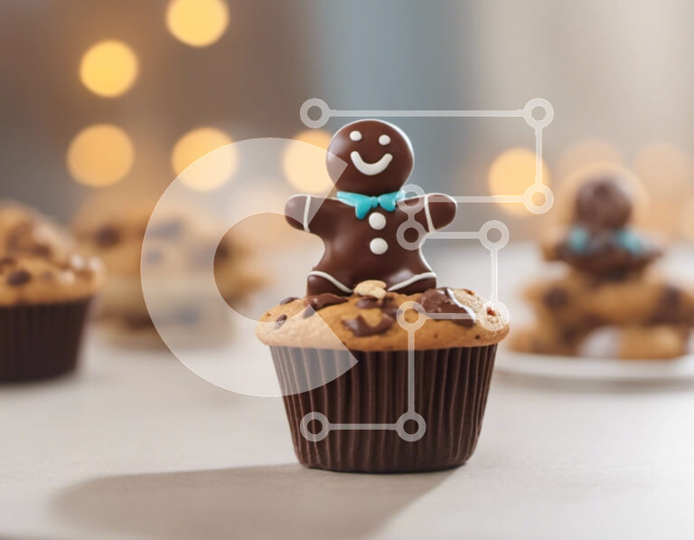 Intra Συλλεκτικό Ξύλινο Παζλ Plywood  4mm - Cupcakes με Gingerbread Man ειδώλιο και μπισκότα Σε Ξύλινο Κουτί - Διαστάσεις: 10x10 cm – 25 κομμάτια
