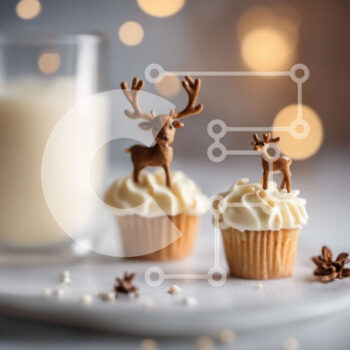 Intra Συλλεκτικό Ξύλινο Παζλ Plywood  4mm - Cupcakes με ειδώλια ελαφιών σε λευκό πιάτο Σε Ξύλινο Κουτί - Διαστάσεις: 10x10 cm – 25 κομμάτια - Image 1