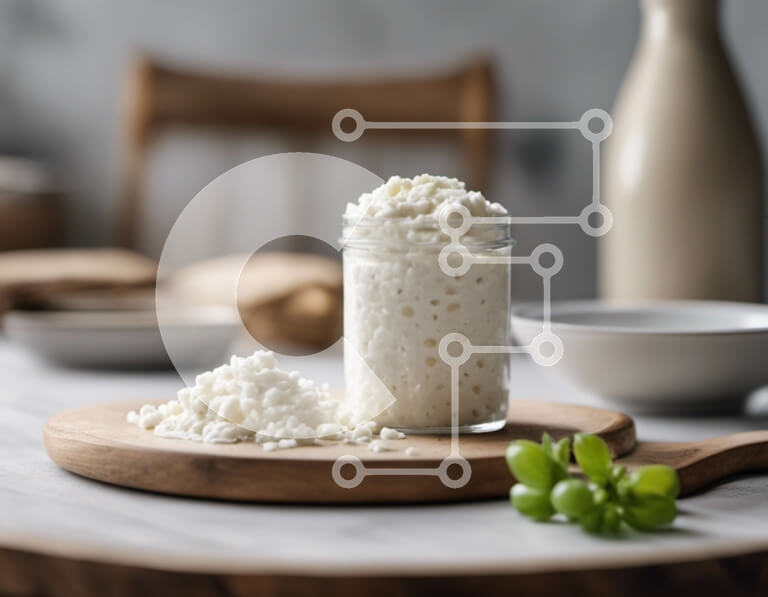 Intra Συλλεκτικό Ξύλινο Παζλ Plywood  4mm - Λευκό τυρί σε γυάλινο βάζο σε ξύλινο ξύλο κοπής με σταφύλια Σε Ξύλινο Κουτί - Διαστάσεις: 10x10 cm – 25 κομμάτια