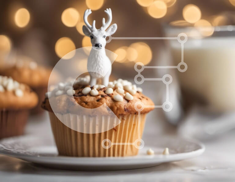 Intra Συλλεκτικό Ξύλινο Παζλ Plywood  4mm - Holiday Deer Cupcake με γάλα Σε Ξύλινο Κουτί - Διαστάσεις: 10x10 cm – 25 κομμάτια - Image 1