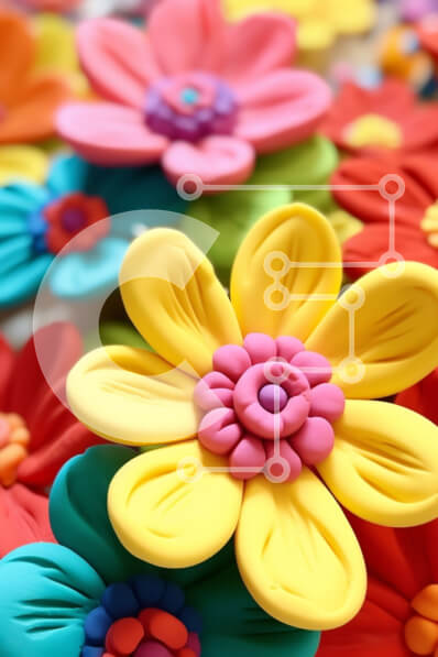 Intra Συλλεκτικό Ξύλινο Παζλ Plywood  4mm - Πολύχρωμα πλαστικά λουλούδια τοποθετημένα σε κύκλο Σε Ξύλινο Κουτί - Διαστάσεις: 10x10 cm – 25 κομμάτια