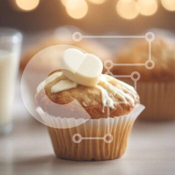 Intra Συλλεκτικό Ξύλινο Παζλ Plywood  4mm - Cupcakes με καρδιές από πάνω και φλιτζάνι γάλα Σε Ξύλινο Κουτί - Διαστάσεις: 10x10 cm – 25 κομμάτια - Image 1