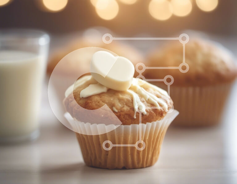 Intra Συλλεκτικό Ξύλινο Παζλ Plywood  4mm - Cupcakes με καρδιές από πάνω και φλιτζάνι γάλα Σε Ξύλινο Κουτί - Διαστάσεις: 10x10 cm – 25 κομμάτια