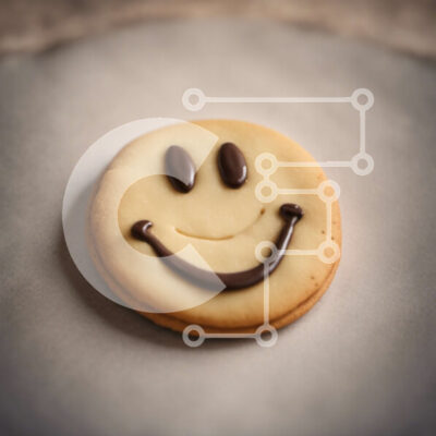 Intra Συλλεκτικό Ξύλινο Παζλ Plywood 4mm - Μπισκότο Smiley Face με παγωμένο σοκολάτα σε χαρτί περγαμηνής Σε Ξύλινο Κουτί - Διαστάσεις: 10x10 cm – 25 κομμάτια - Image 1