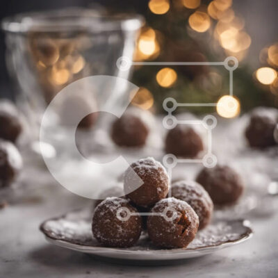 Intra Συλλεκτικό Ξύλινο Παζλ Plywood  4mm - Πιάτο με σοκολατένιες μπάλες καλυμμένες με ζάχαρη άχνη Σε Ξύλινο Κουτί - Διαστάσεις: 10x10 cm – 25 κομμάτια - Image 1