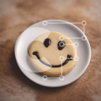 Intra Συλλεκτικό Ξύλινο Παζλ Plywood 4mm - Μπισκότο Smiley Face με παγωμένο σοκολάτα σε λευκό πιάτο Σε Ξύλινο Κουτί - Διαστάσεις: 10x10 cm – 25 κομμάτια - Image 1