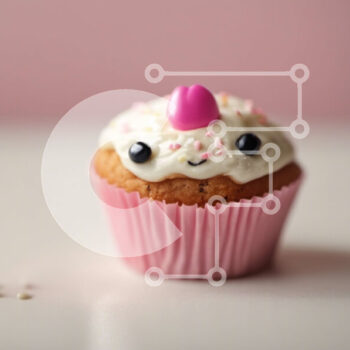 Intra Συλλεκτικό Ξύλινο Παζλ Plywood  4mm - Χαριτωμένο Cupcake με Λευκό Πάγωμα και Ροζ Πασπαλίσματα σε Ροζ Φόντο Σε Ξύλινο Κουτί - Διαστάσεις: 10x10 cm – 25 κομμάτια - Image 1