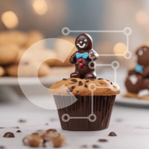 Intra Συλλεκτικό Ξύλινο Παζλ Plywood  4mm - Chocolate Gingerbread Man Cupcake με διάφορα μπισκότα Σε Ξύλινο Κουτί - Διαστάσεις: 10x10 cm – 25 κομμάτια