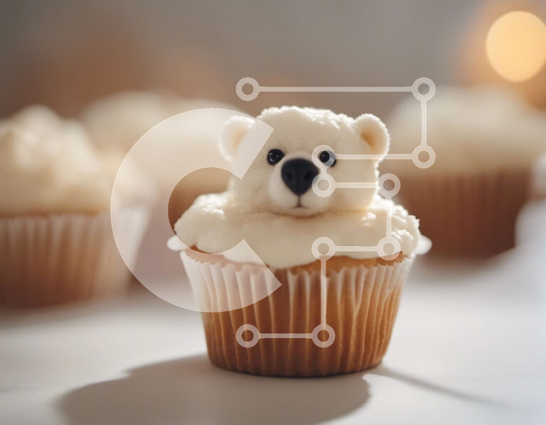 Intra Συλλεκτικό Ξύλινο Παζλ Plywood  4mm - Διακοσμητικό Cupcake με παγωτό πολική αρκούδα Σε Ξύλινο Κουτί - Διαστάσεις: 10x10 cm – 25 κομμάτια - Image 1