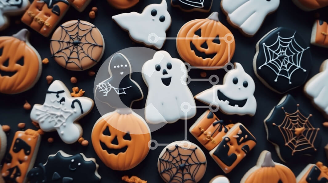 Intra Συλλεκτικό Ξύλινο Παζλ Plywood  4mm - Αποκριάτικα μπισκότα με φαντάσματα, νυχτερίδες και αράχνες Σε Ξύλινο Κουτί - Διαστάσεις: 10x10 cm – 25 κομμάτια