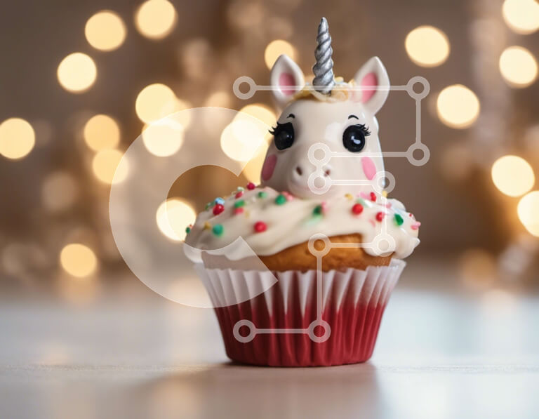 Intra Συλλεκτικό Ξύλινο Παζλ Plywood  4mm - Cupcake Unicorn με White Frosting και Sprinkles Σε Ξύλινο Κουτί - Διαστάσεις: 10x10 cm – 25 κομμάτια - Image 1